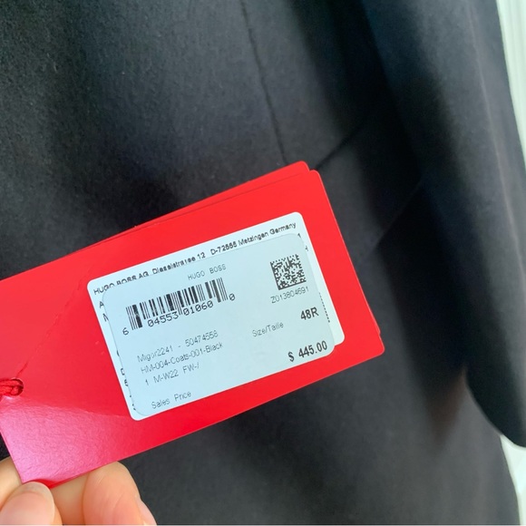 Hugo Boss Migor Overcoat Black Wool Dressy Pea Coat Jacket $445 NEW Size 48 R - Picture 9 of 11